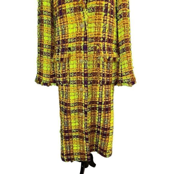 Ramy Brook Marygold Tweed long Overcoat neon colours Small - Picture 4 of 15